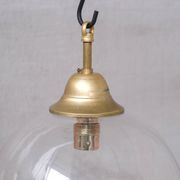 Clear italian mid-century glass and brass pendant light