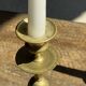 Pair of gilded candlesticks with engraved flower garland motifs H22