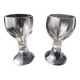 2 old gondola-shaped glasses, flat sides, hollow stem