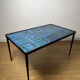 Table basse en céramique bleue par Robert & Jean CLOUTIER circa 1960