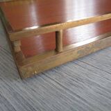 Grand plateau de service ancien en bois et laiton