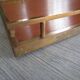 Large antique serving tray in wood and brass