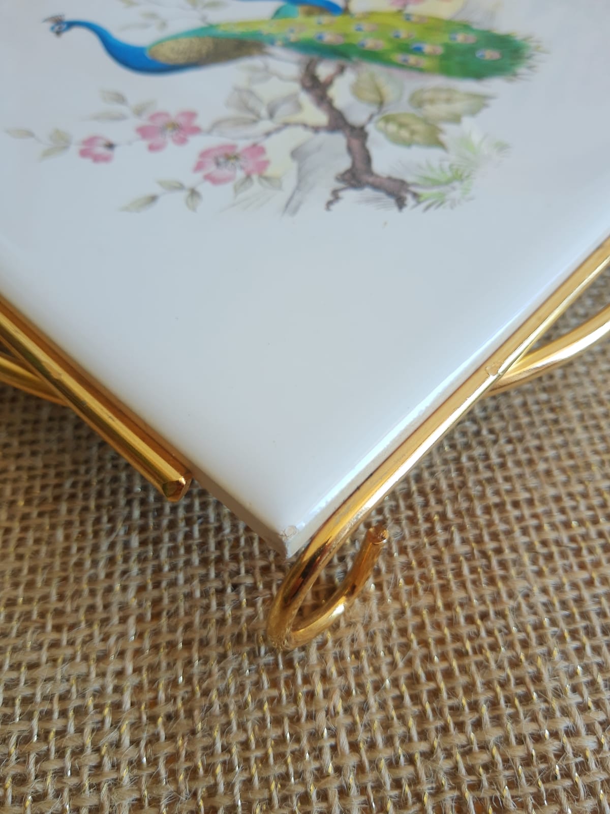 Dish coaster mettlach vintage peacock patterns