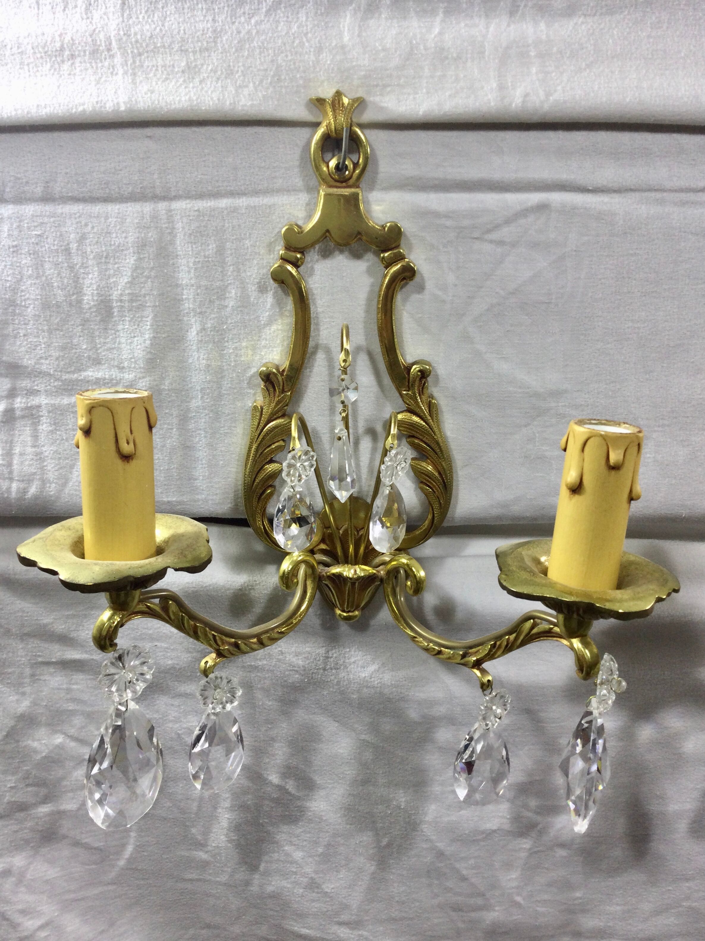 Pair of Wall Lamp Bronze And Crystal 2 Lights