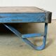 Large blue industrial coffee table cart, 1960s