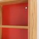 Mid-century wall shelf with mirror / 1970s / maritime pine / Danish modern design / red-orange
