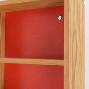 Mid-century wall shelf with mirror / 1970s / maritime pine / Danish modern design / red-orange