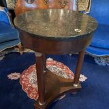 Empire circular pedestal table on 3 columns in mahogany with bronze marble top X