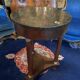 Empire circular pedestal table on 3 columns in mahogany with bronze marble top X