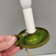 Small ceramic table lamp with beautiful green glaze and original shade, 70s