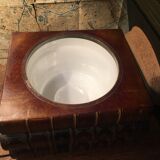 Stacked book ice bucket made of wood and leather