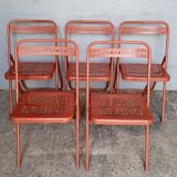 5 foldable chairs metal vintage ep 1970