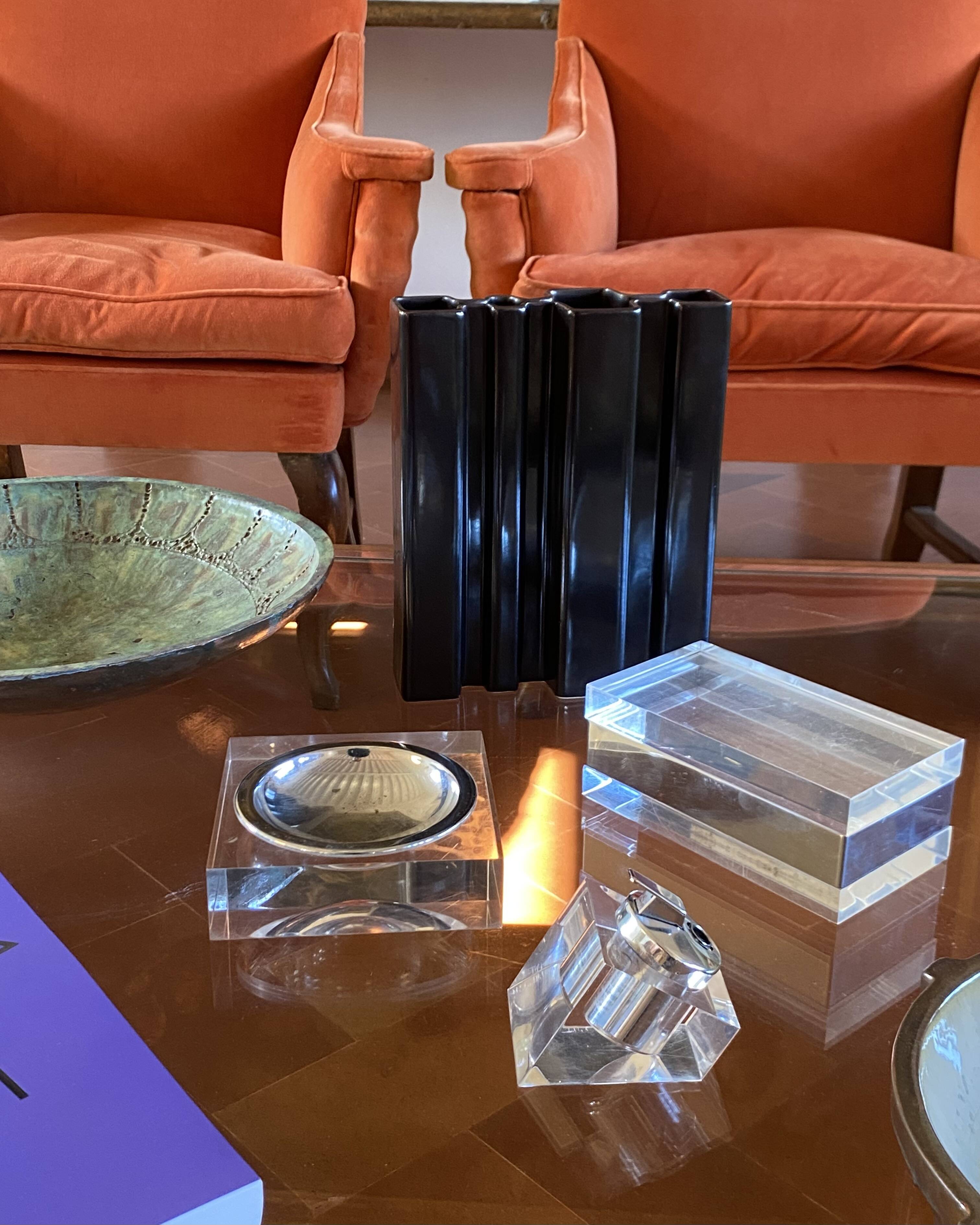 Angelo Mangiarotti, Space age brown ceramic vase, Fratelli Brambilla Italy ca. 1968