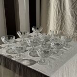 Set of 10 small vintage glass ice cream bowls.