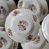Porcelain dessert plates with bird decoration – Gressey 50s