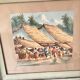 Aquarelle ancienne - Scène de Marché - École d'Indochine v. 1950
