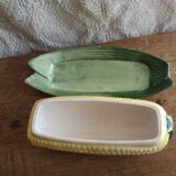 Box butter dish corn cob in slip