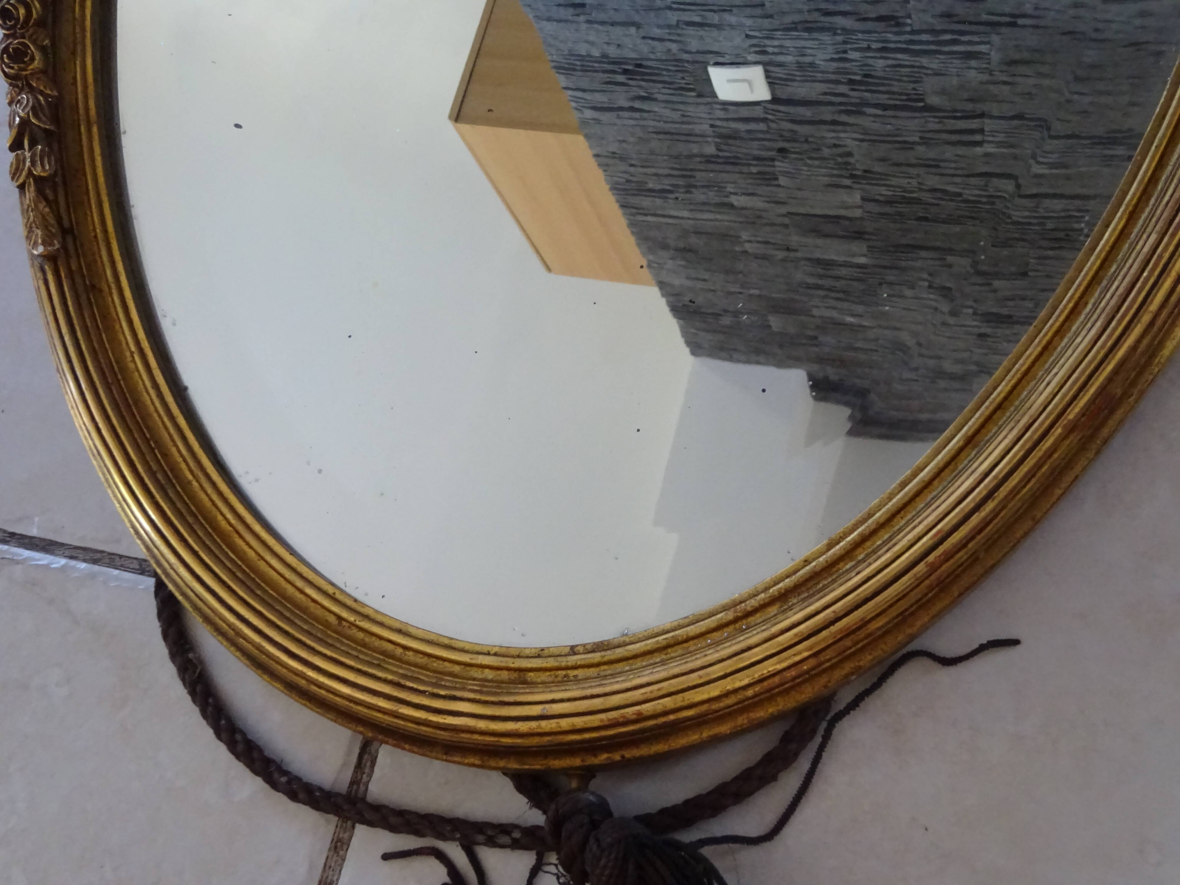 large old oval golden mirror 84x51cm