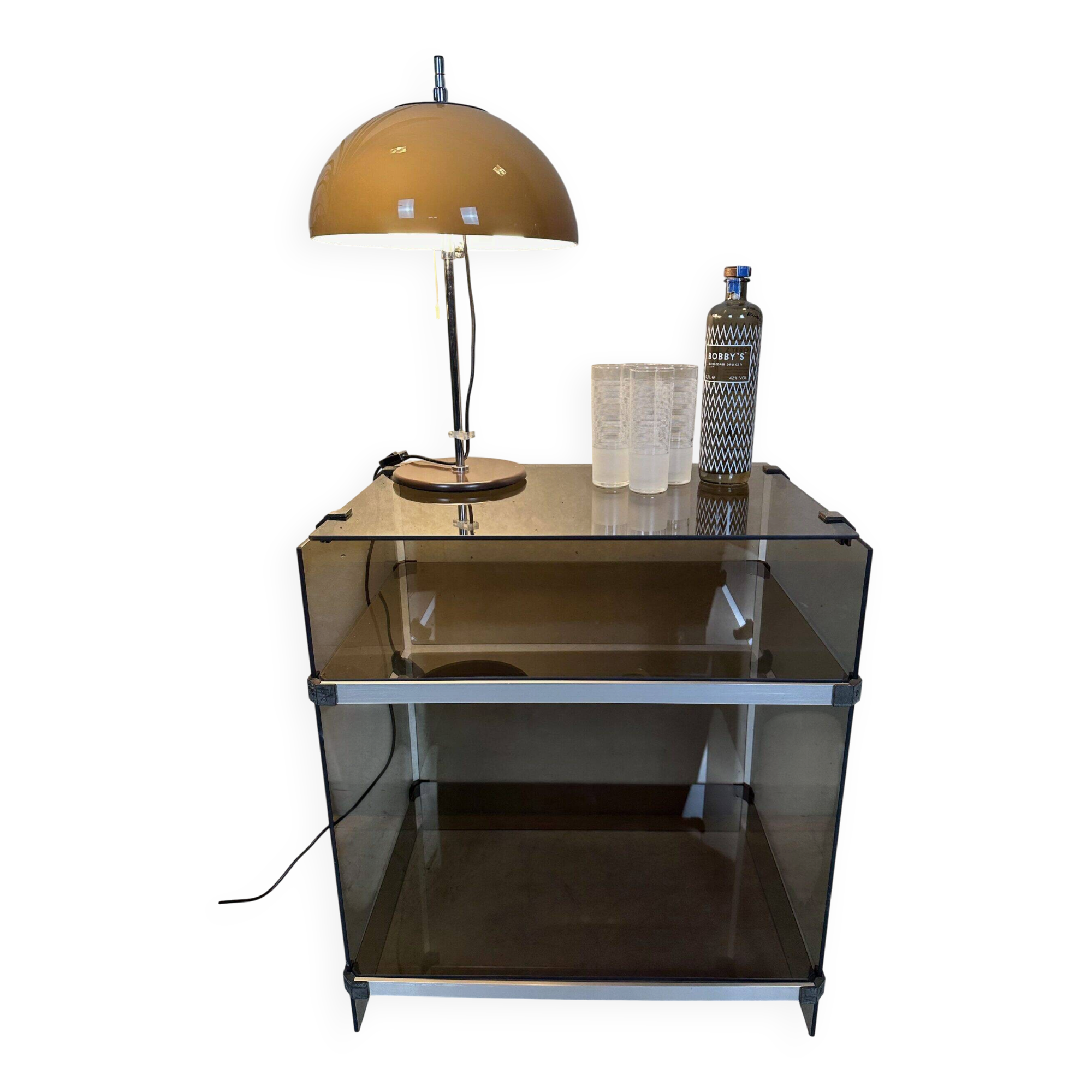 Vintage design hifi cabinet – smoked glass