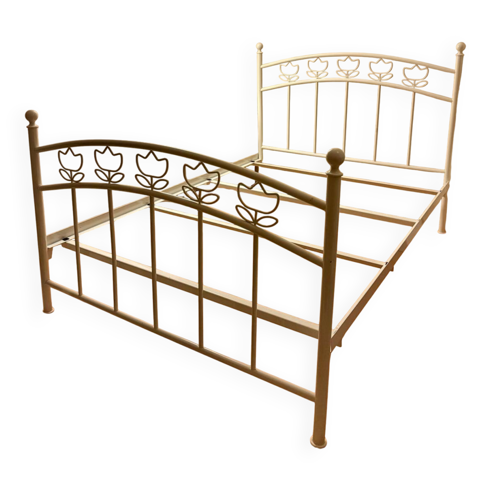 Double bed "Tulipes" in white metal from the 2000s.