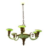 Lustre art déco italien vert opaline verre