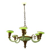 Art Deco Italian Green Opaline Glass Light Pendant