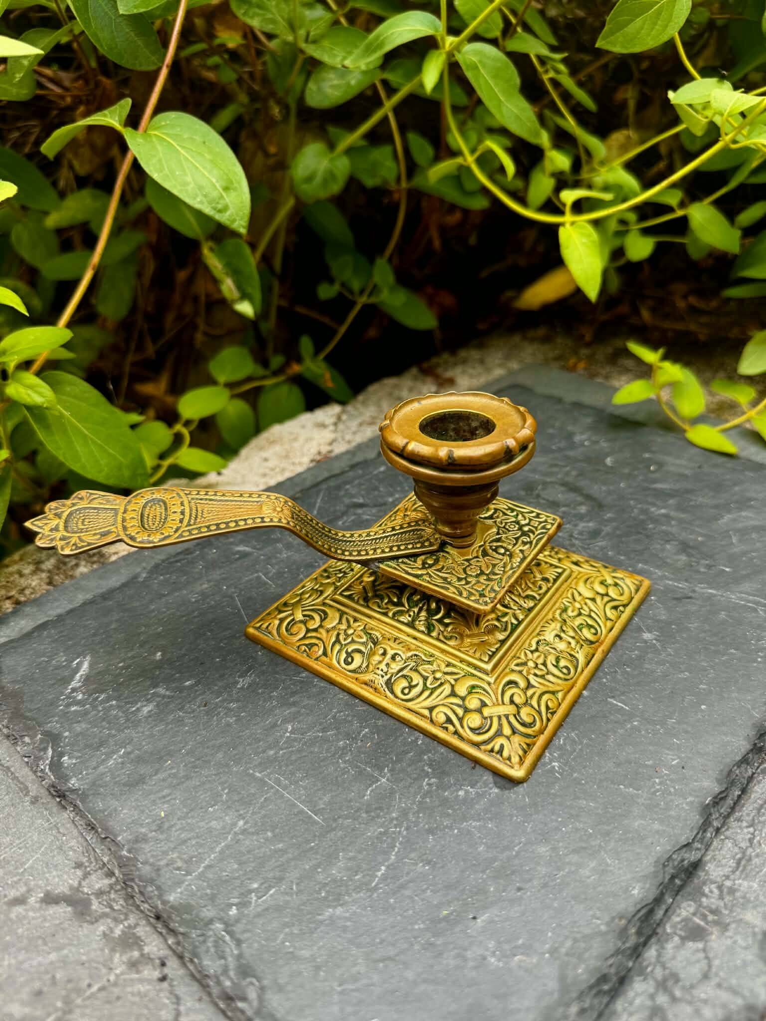 Large brass candlestick from the Art Nouveau period.