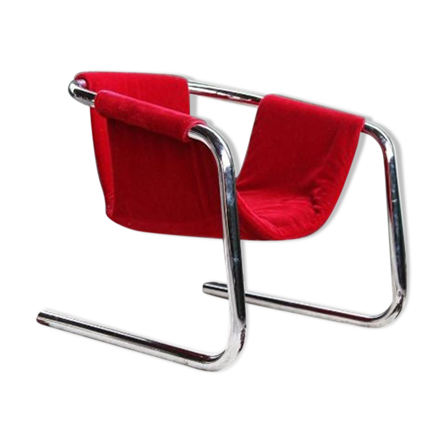 Vecta Zermatt armchair in red velvet, 1970s