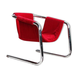Vecta Zermatt armchair in red velvet, 1970s