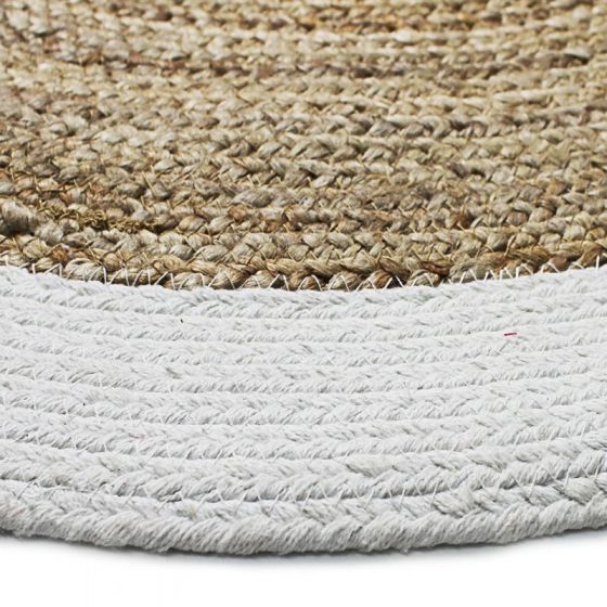 Tapis rond en jute blanc beige 120 cm
