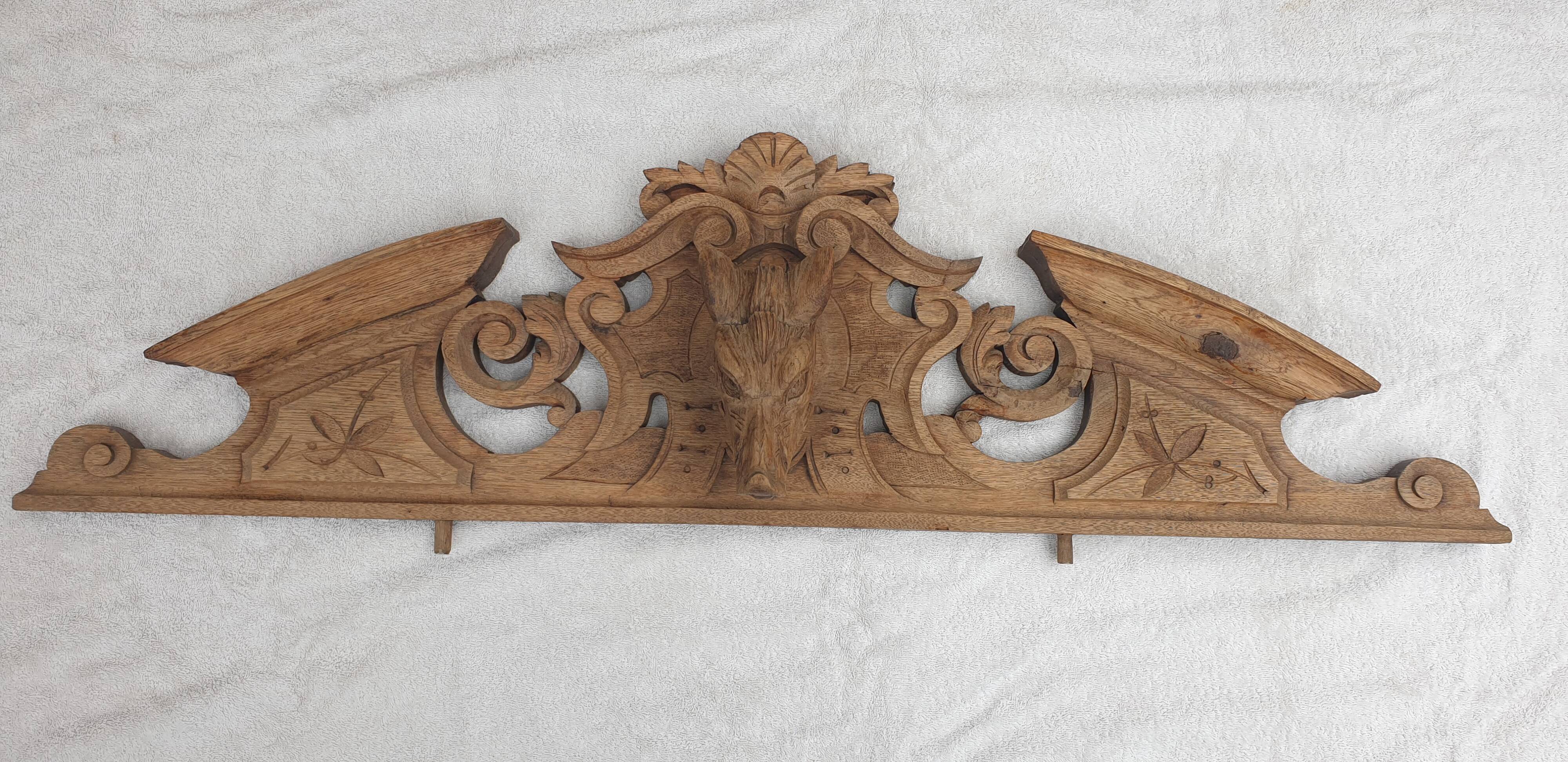 Large natural wood pediment