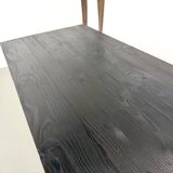 Large 1950s Farm Table in Burnt Wood (Shou Sugi Ban) – L245 cm