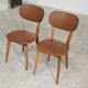 Pair of vintage French chairs in light brown skai