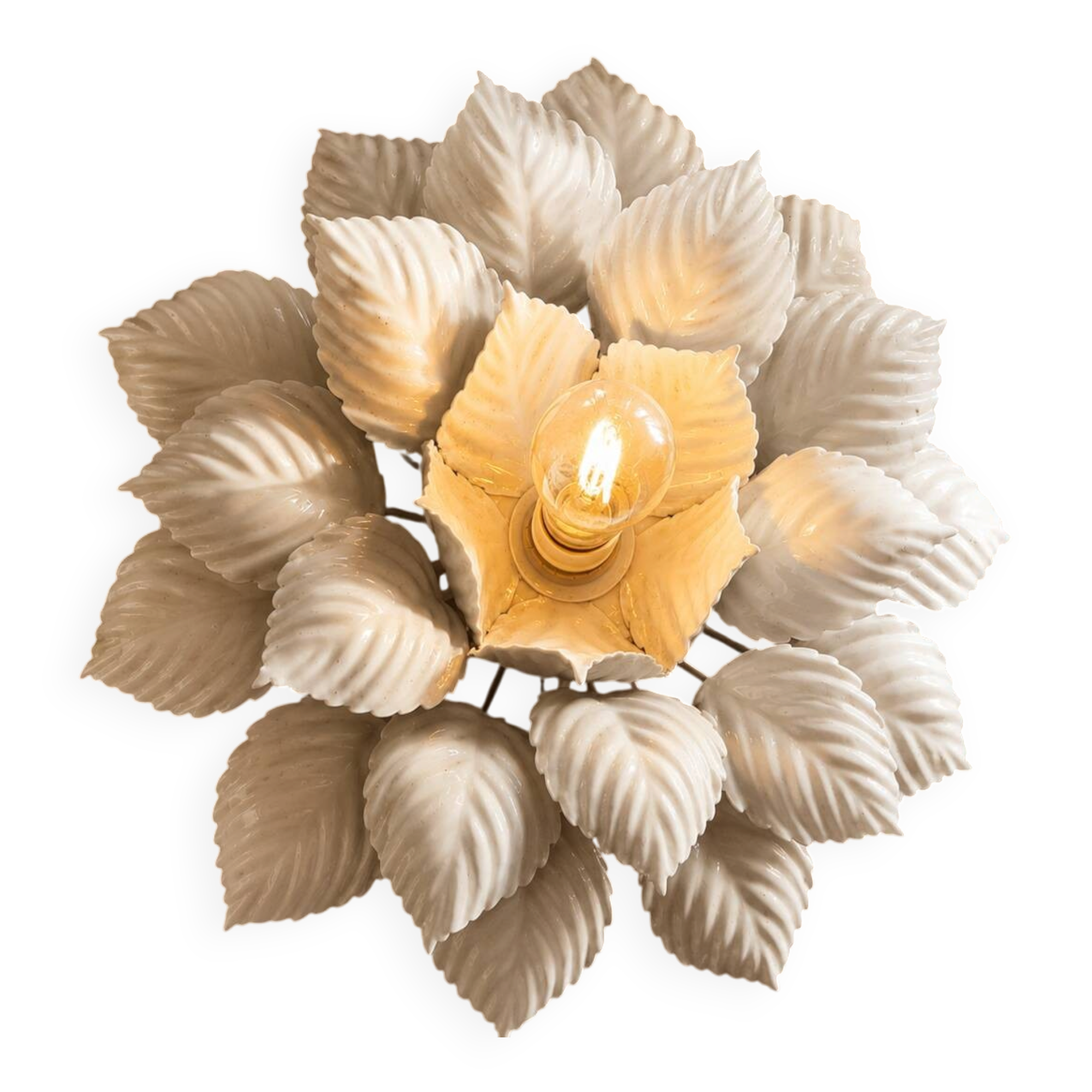 Flower applique attributed to Masca, 52cm in diameter.