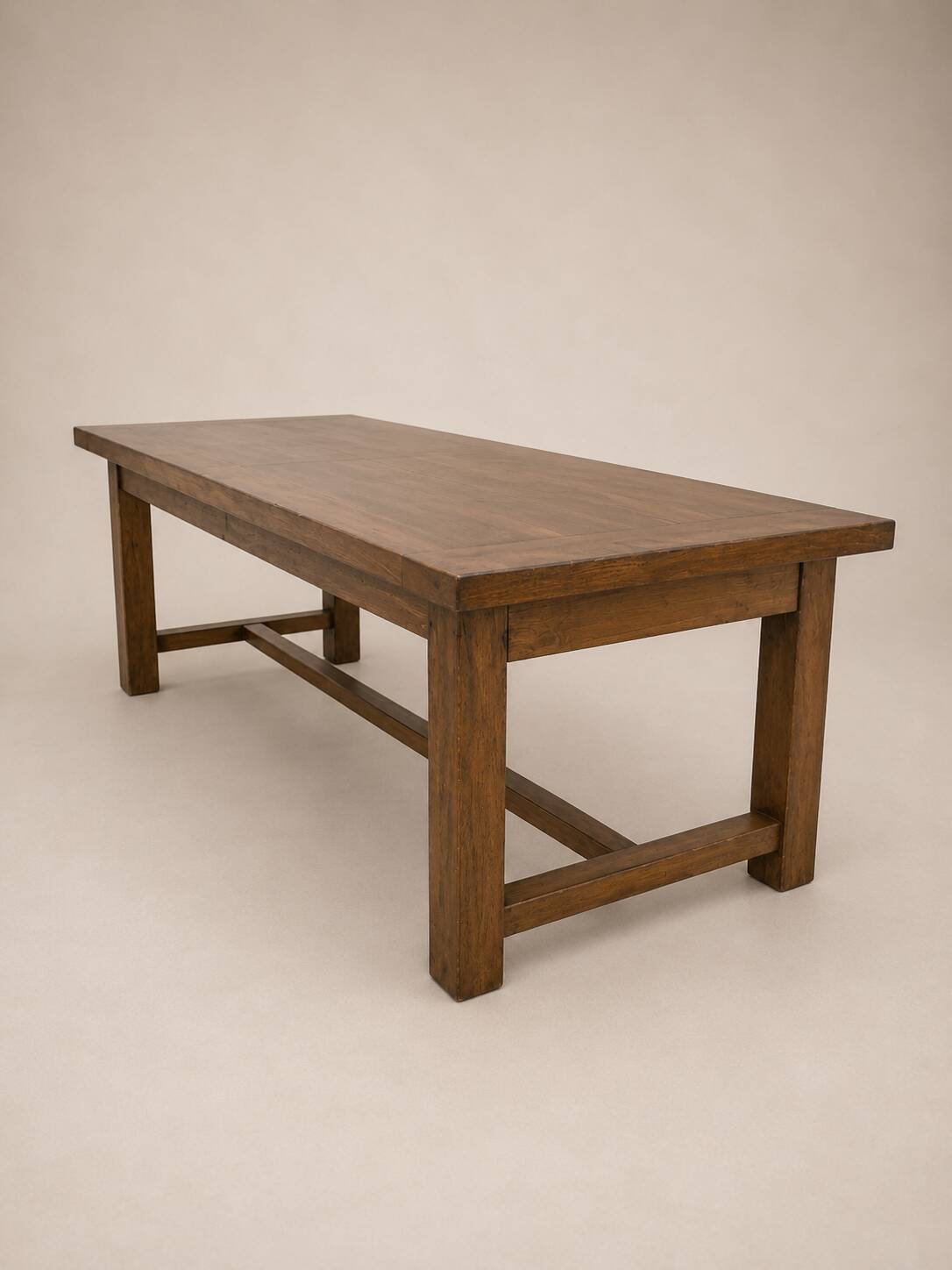 Grande table de ferme ancienne en chêne massif – 250 × 105 cm – Tiroir d'or