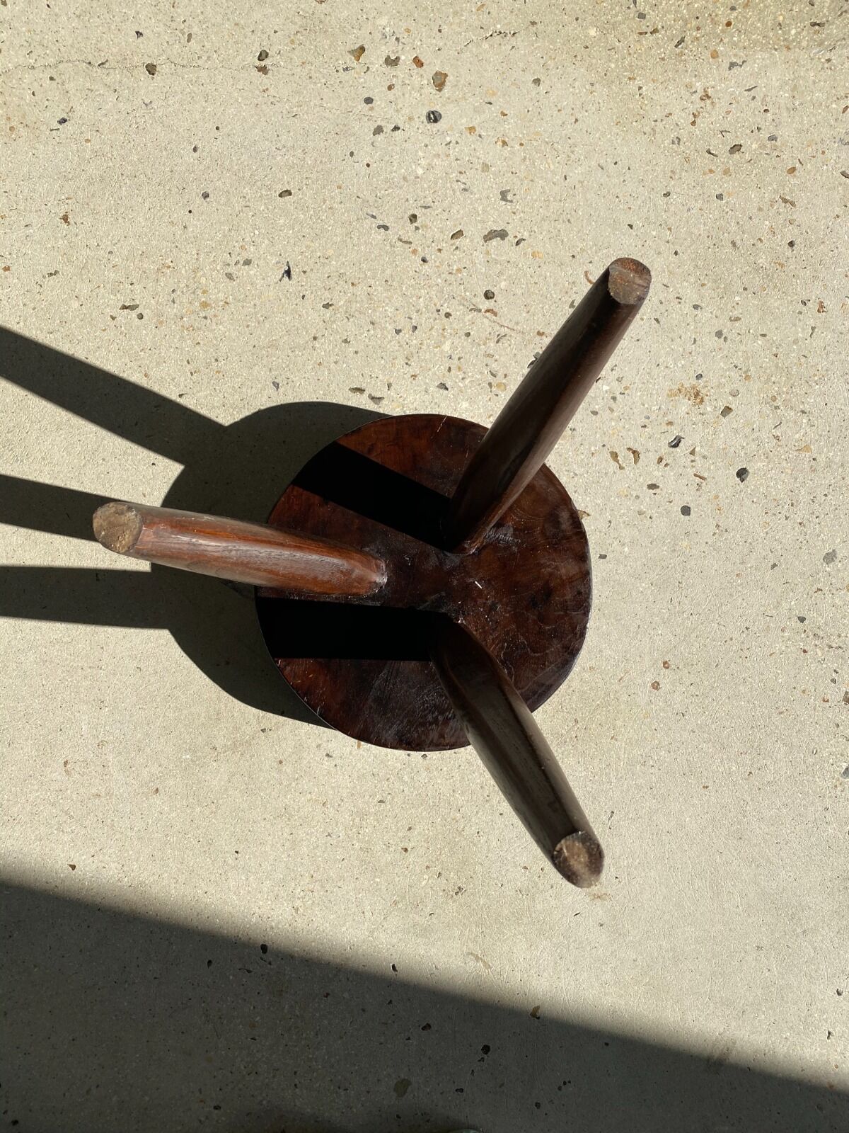 brown solid wood stool flat circular seat