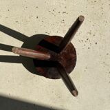 brown solid wood stool flat circular seat