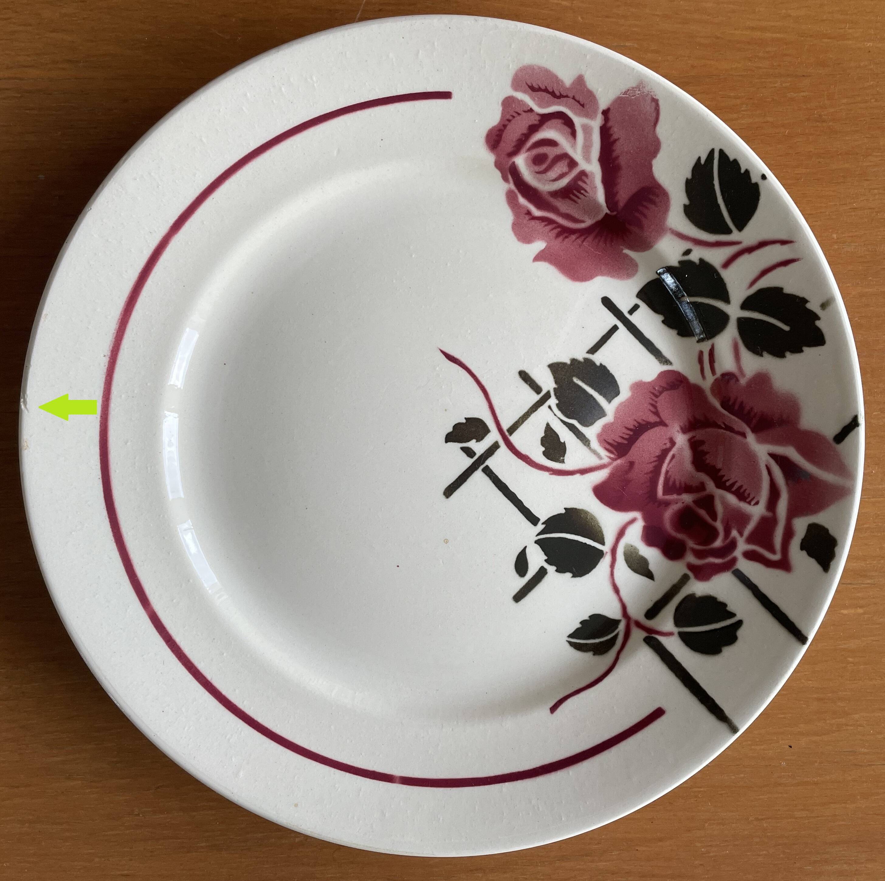 6 antique flat plates in faience from BADONVILLER