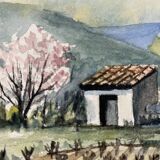Small watercolor signed René Anglés