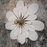 24 petal flower wall light in rattan and white linen