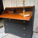 Wooden and black secretary desk