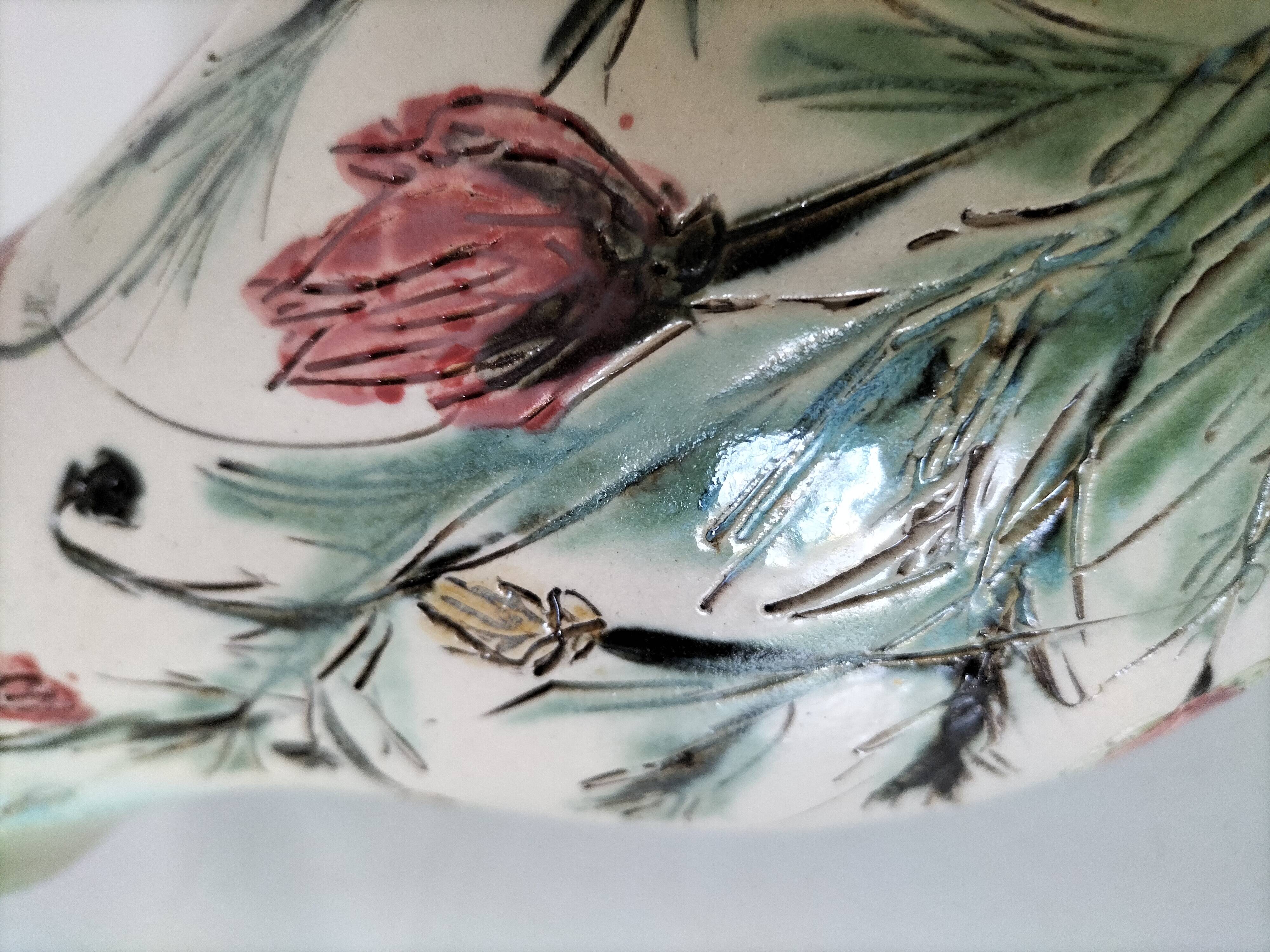 Stoneware pitcher with poppy decoration – Laurence Petit – Atelier de Prusly