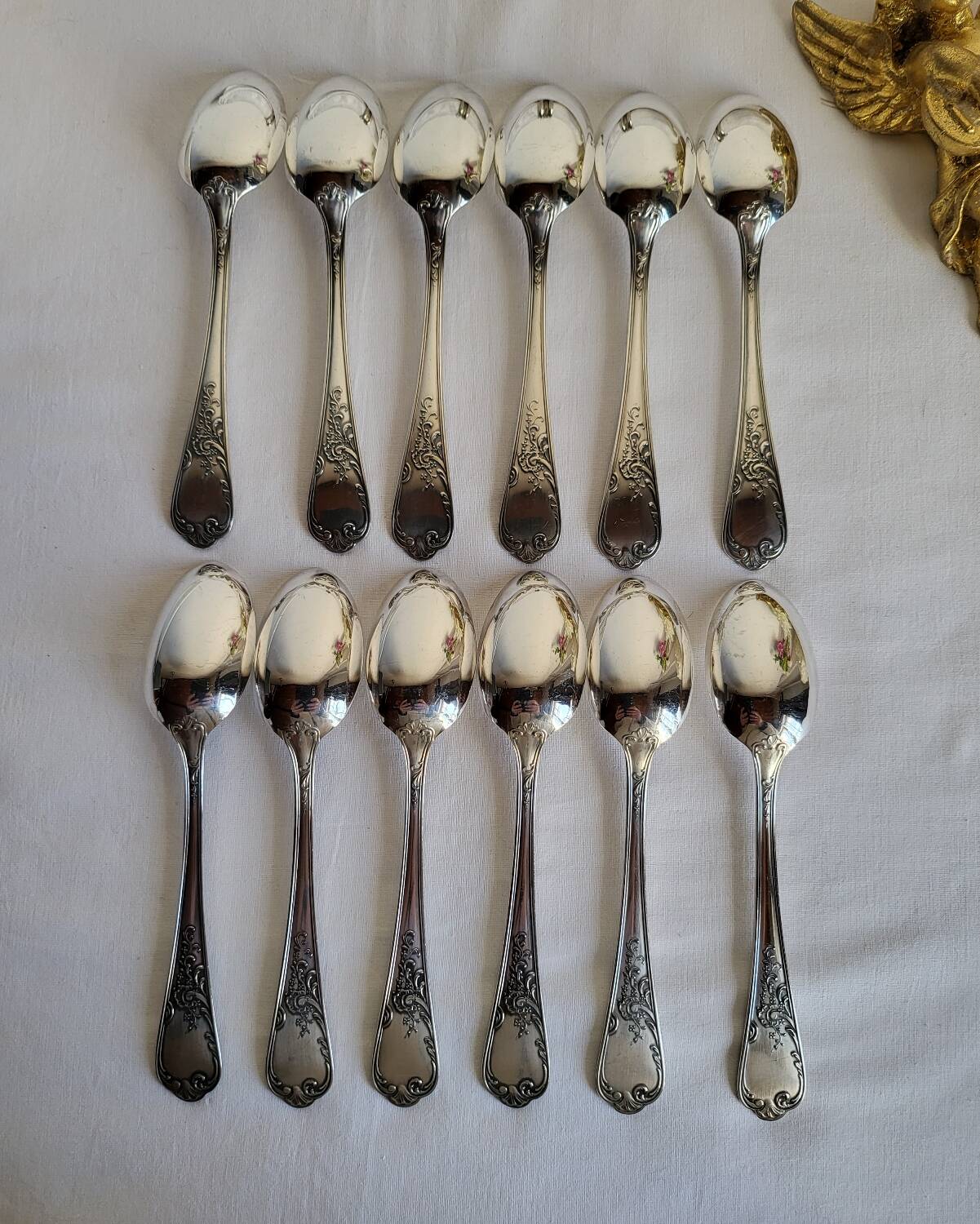 12 small silver-plated metal spoons by Guildart