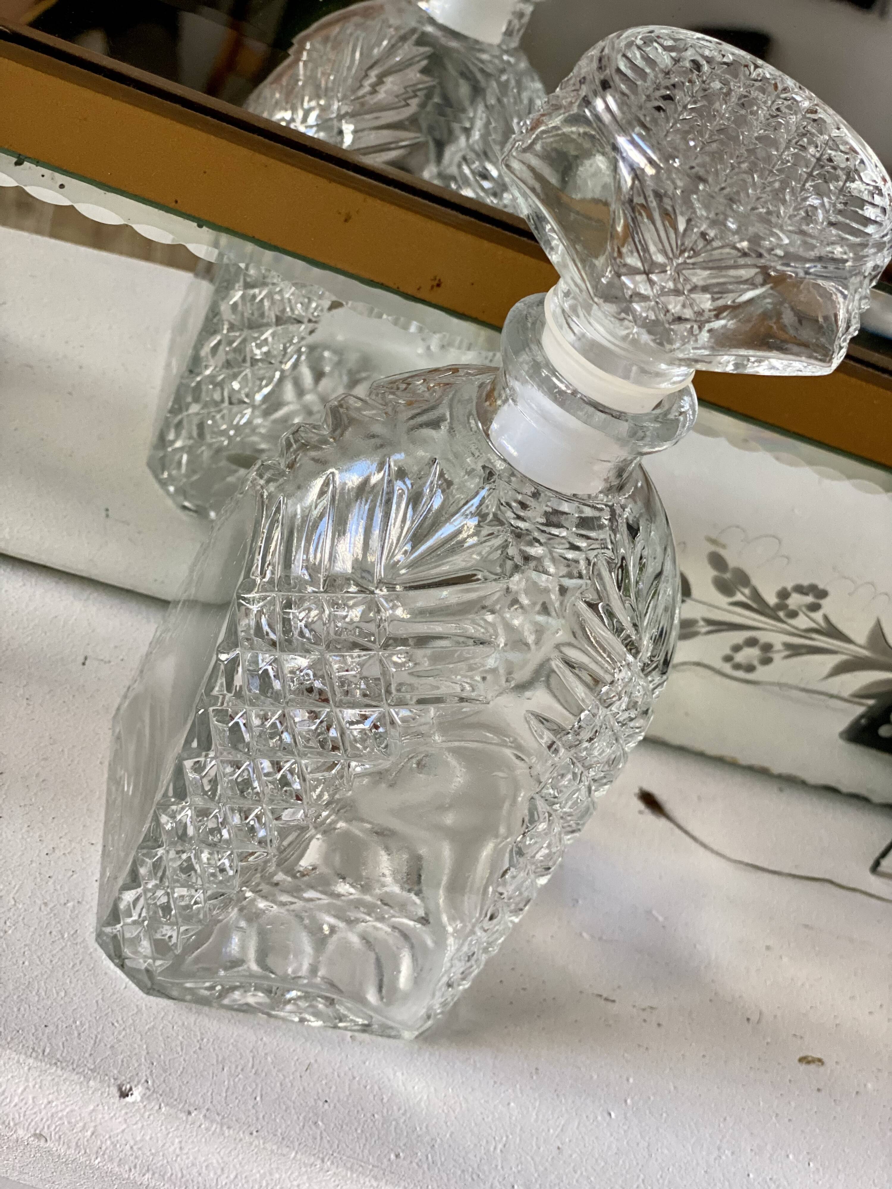 Chiseled glass decanter
