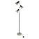 Space age floor lamp in aluminium and black lacquered metal.