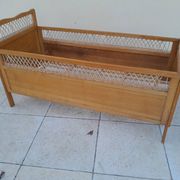 Vintage baby bed in wood and rattan from the 60s for children