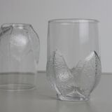 Set of 6 glass glasses leaf pattern