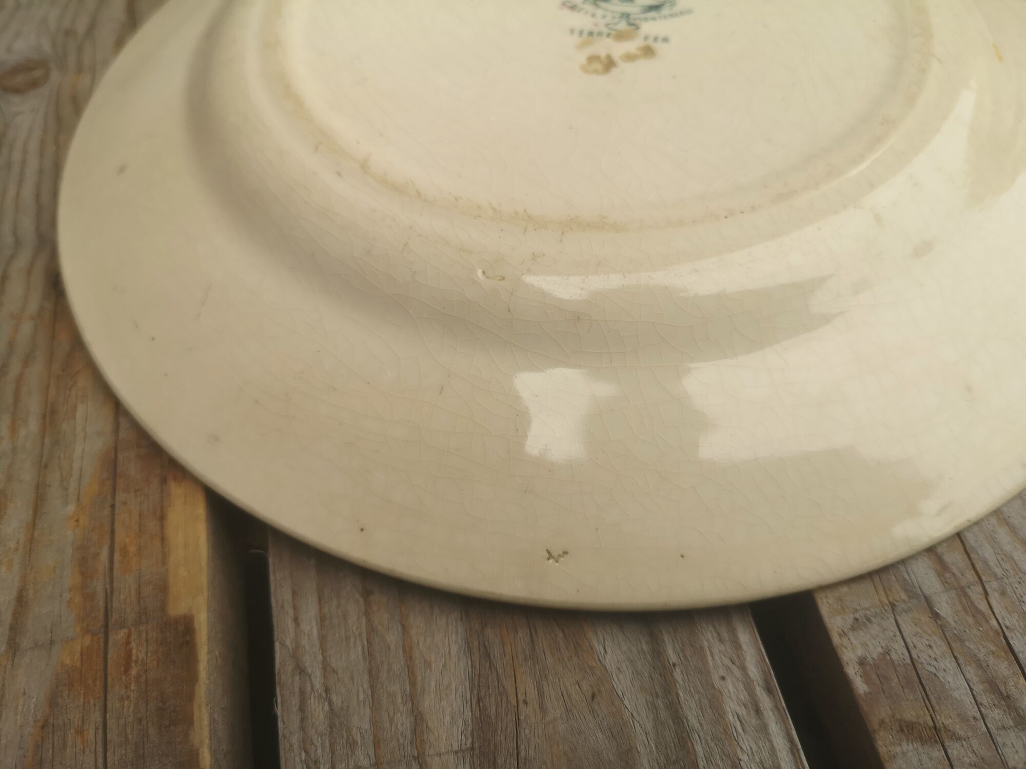 Plate old Terre de Fer Creil and Montereau Collection English