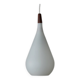 Danish DROP Lamp in Opal Glass and Teak