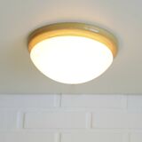 Set of 3 vintage sconces wood glass minimalist wall lamps flush mount light